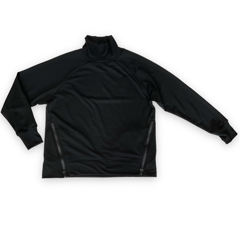 Jones New York Sport Sweatshirt Women Large Black Pockets Zip Athleisure NEW